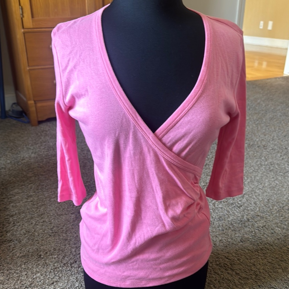 Pink V-Neck Wrap Top